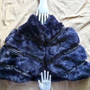 Faux Fur and Leather Cape
